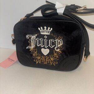Juicy Couture Black and Gold Velour Women's Bag NWT